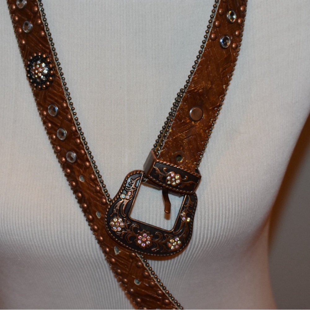 Angel Brown Leather Belt with Studs